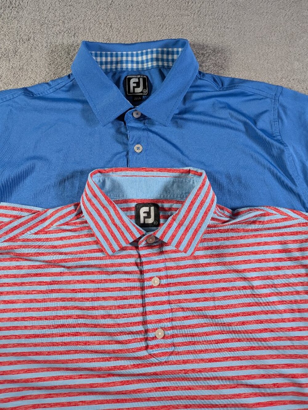 FootJoy FJ XL 2-Pack Performance Golf Polos Blue & Red Stripe
